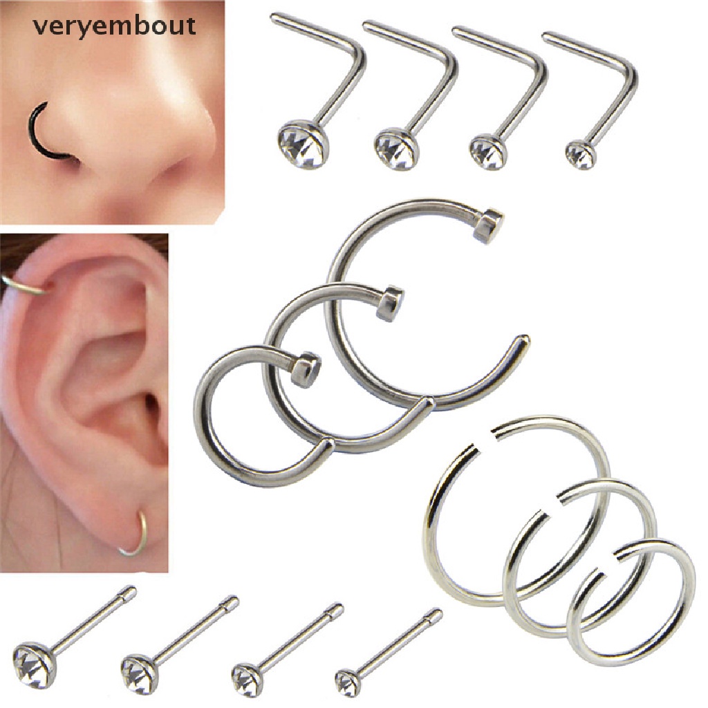 Set 14 Khuyên Mũi Bằng Thép Không Gỉ Cá Tính