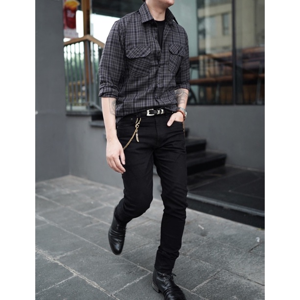 Áo sơ mi kẻ nam 23Uhera Gray Duffle