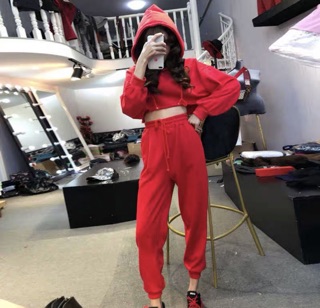 Áo croptop có nón trơn