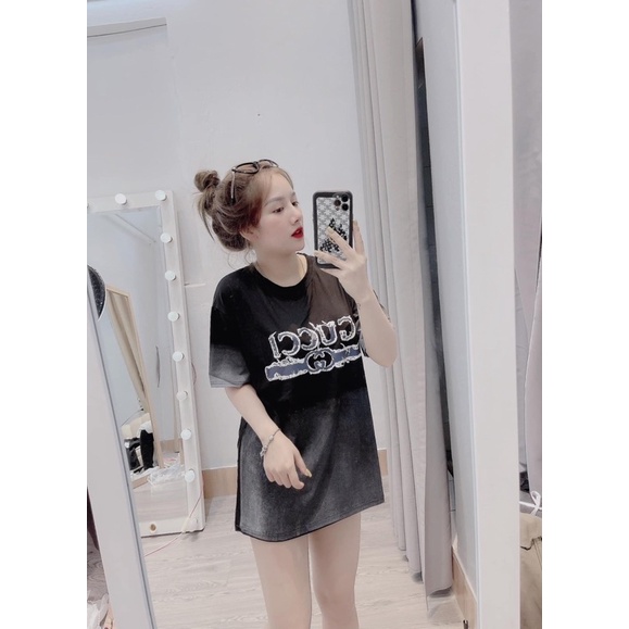 Áo Thun Loang Đen Unisex Phông Form Rộng Ngắn Tay In Hình Cá Tính Nam Nữ Ulzzang HOT