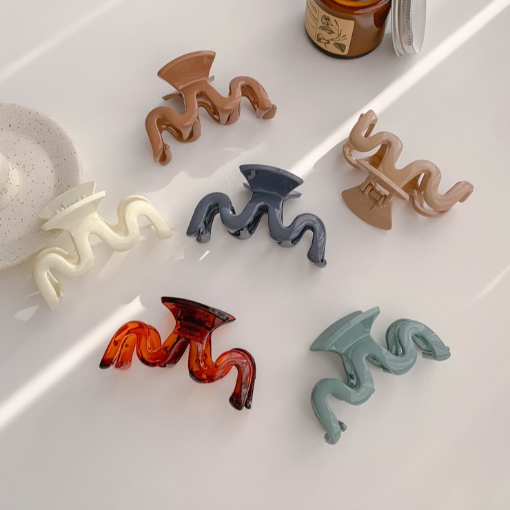 Kẹp tóc thời trang bằng acrylic kiểu chữ M gợn sóng phong cách Hàn Quốc cổ điển cho nữ
