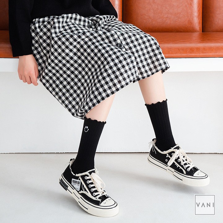 Tất Vớ Gân To Cổ Bèo Thêu Mặt Cười Kiểu Dáng Hàn Quốc - Vani Store
