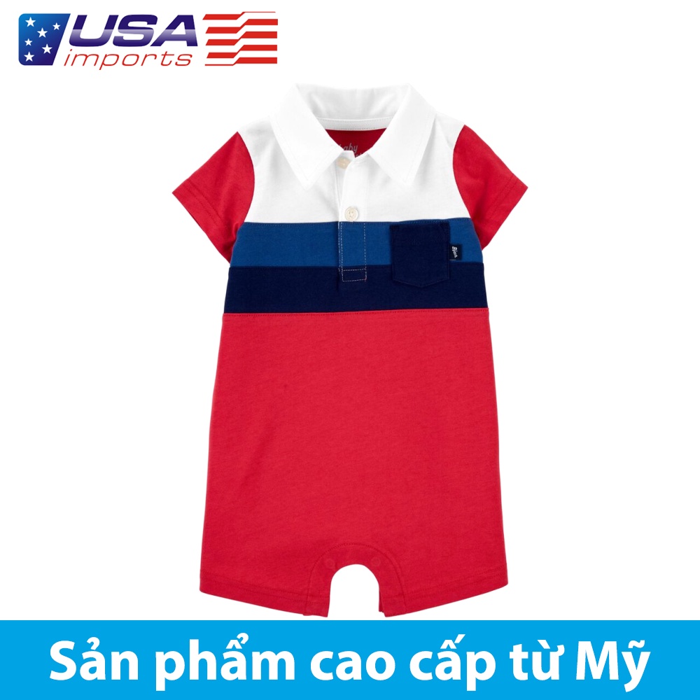 Áo liền thân dạng đùi cotton colorblock style tommy cổ polo Car-tờ Auth Từ Mỹ (1L889110)