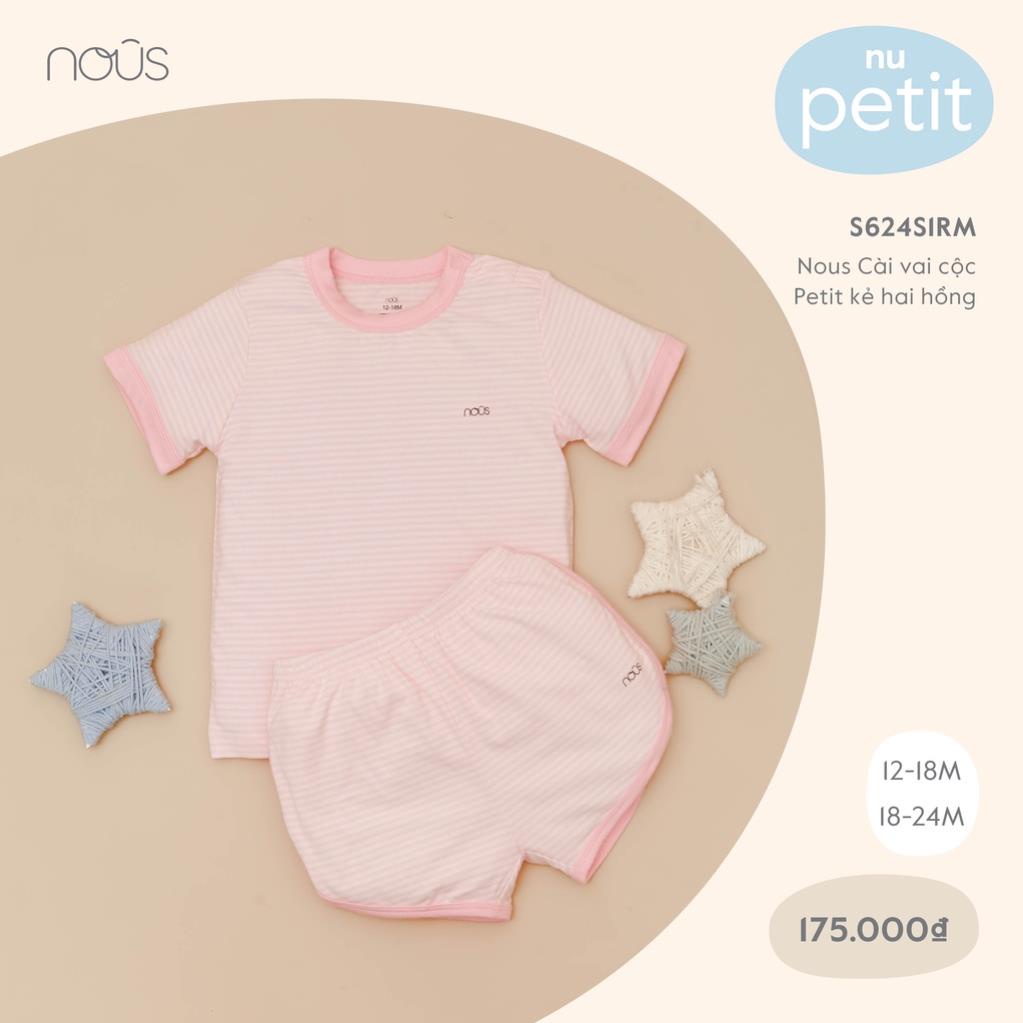 Bộ Quần Áo Cộc Tay Cài Vai Hoa Tiết Xanh Hồng Cao Cấp Nous- Cho Bé Trai Bé Gái ( size 9M-3Y)