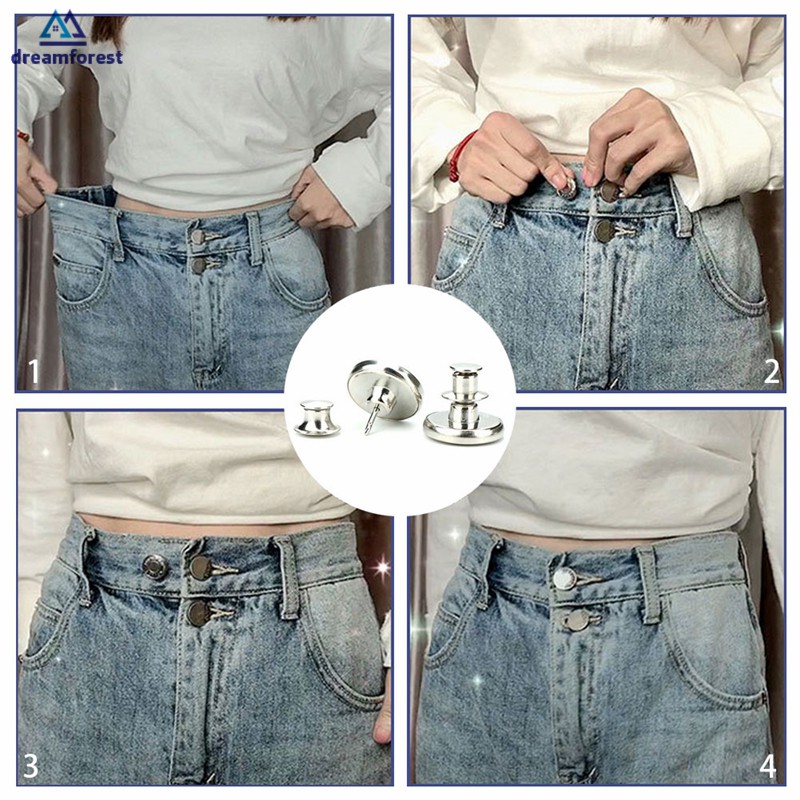Nút kim loại thêu quần jeans có khóa cài có thể điều chỉnh | BigBuy360 - bigbuy360.vn