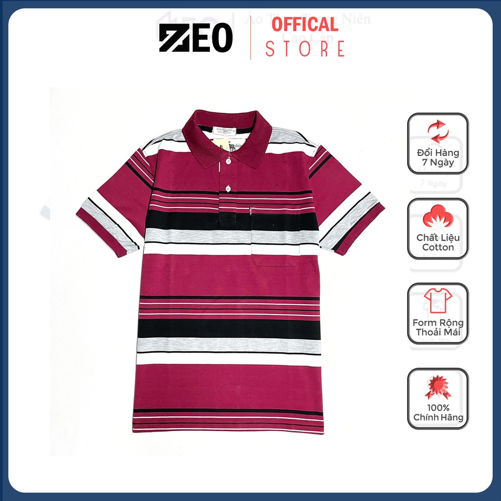 Áo thun nam có cổ bẻ trung niên ZEO STORE vải Cotton, form rộng thoải mái | BigBuy360 - bigbuy360.vn