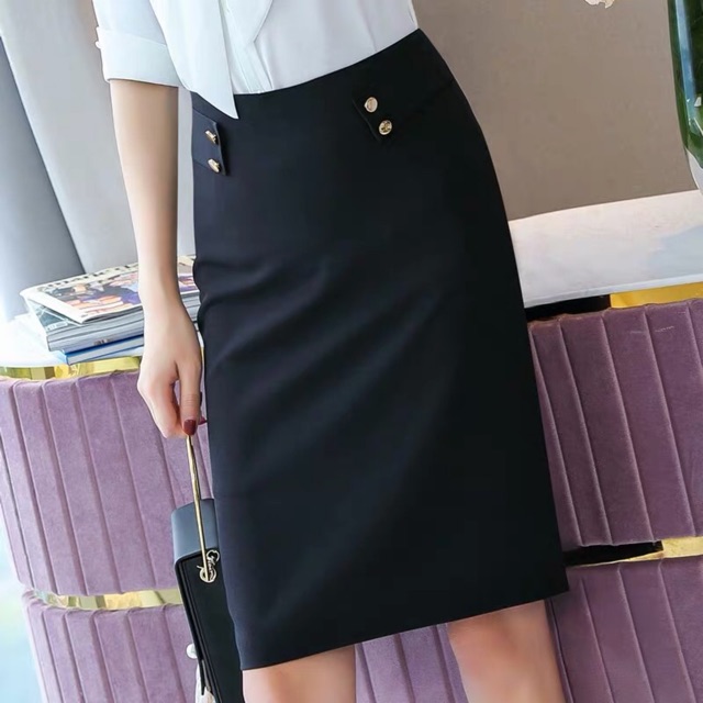 [ Mã FAGREEN55 giảm 10% tối đa 30K đơn 99K] Chân váy công sở thời trang phối cúc | BigBuy360 - bigbuy360.vn