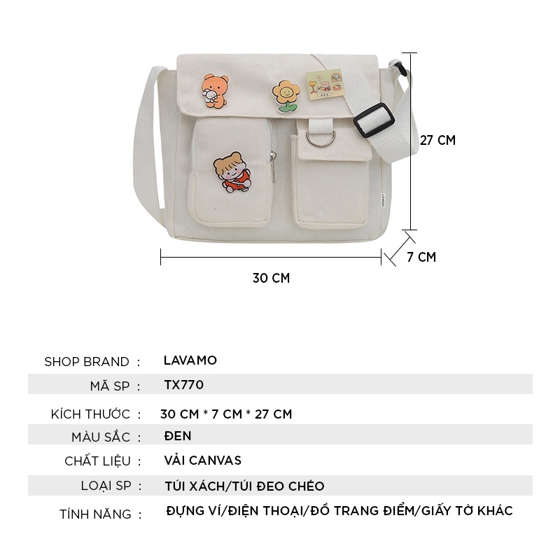 Túi vải thời trang canvas tote đựng đồ quần áo thời trang TX770