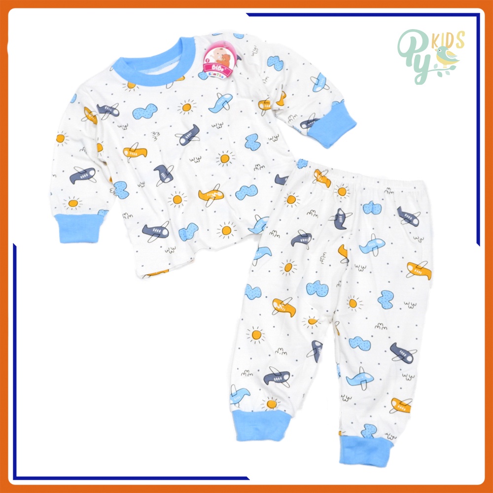 Đồ bộ tay dài cotton Bibo viền bo cổ—tay-chân cho bé size 6-20 kg
