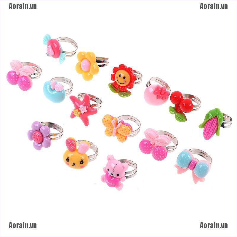 MT 10Pcs Adjustable cartoon rings party favors kids toy NY