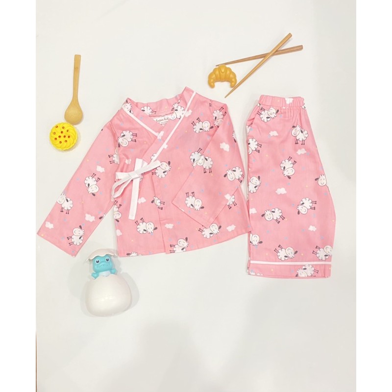 Bộ đồ yukata và pijama cho bé trai bé gái, bộ đồ mặc nhà dài tay cho bé