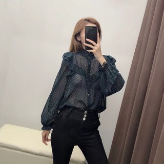 Áo sơ mi chấm bi ZR