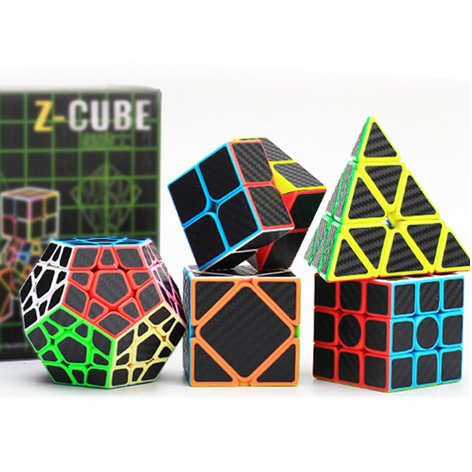 Combo 5 Rubik Cao Cấp Zcube carbon -  Rubik Phát Triển IQ - Quay Trơn Mượt, Bẻ Góc Cực Tốt