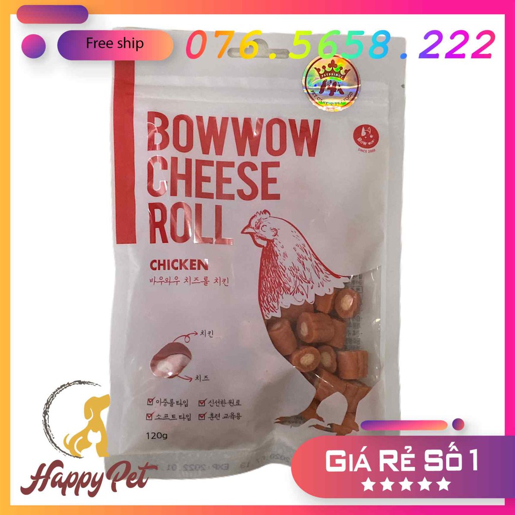 [ HSD 2022 ]  [ ẢNH THẬT ] PHÔ MAI CUỘN THỊT GÀ CHO CHÓ BOWWOW