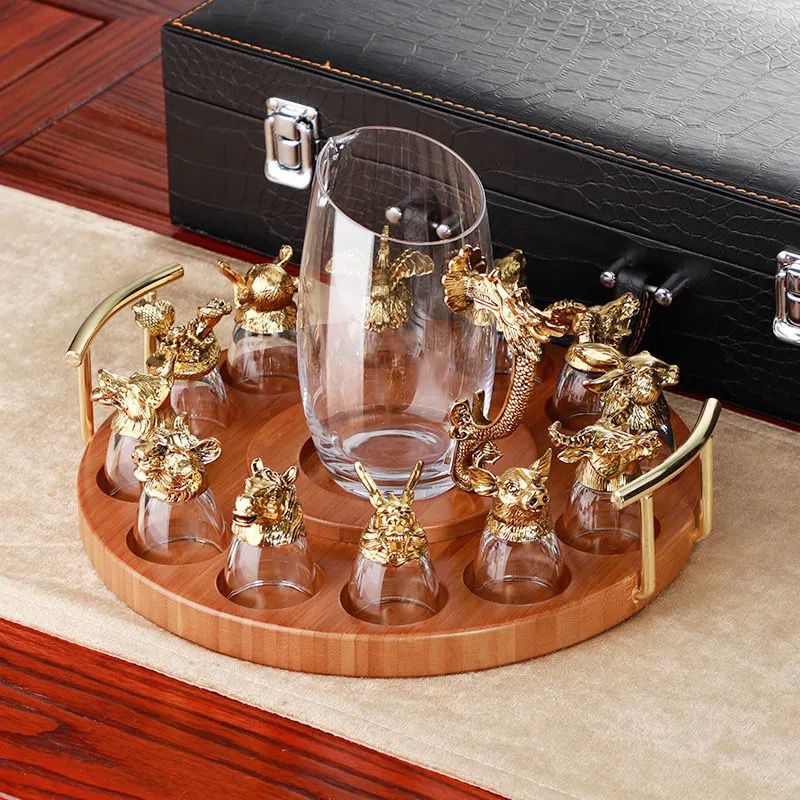 Bộ Ly Thủy Tinh Pha Lê Thiết Kế Hình 12 Con Giáp Phong Cách Trung Quốc | BigBuy360 - bigbuy360.vn