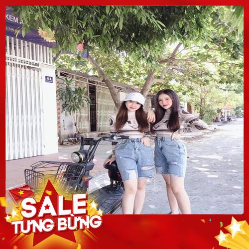 Quần jean, Quần ngố bò rách dáng túi nhỏ, Cạp cao QJ1452 - NhiNhiShop - Hàng nhập khẩu