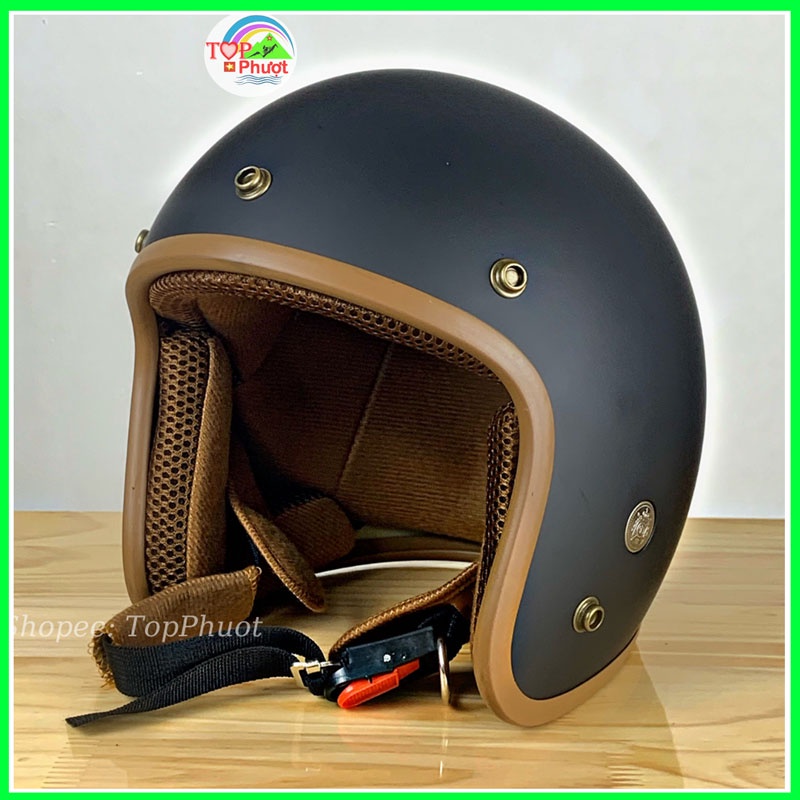 Mũ bảo hiểm 3/4 đầu chính hãng màu đen nhám trẻ chung nón bảo hiểm đệm mút xốp EPS và vải thoáng khí