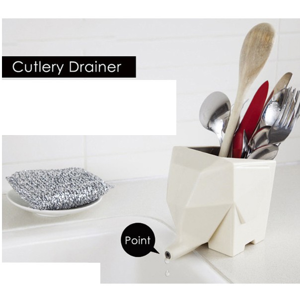 Chú voi trồng cây để bàn cắm bút, đũa có thoát nước dễ thương