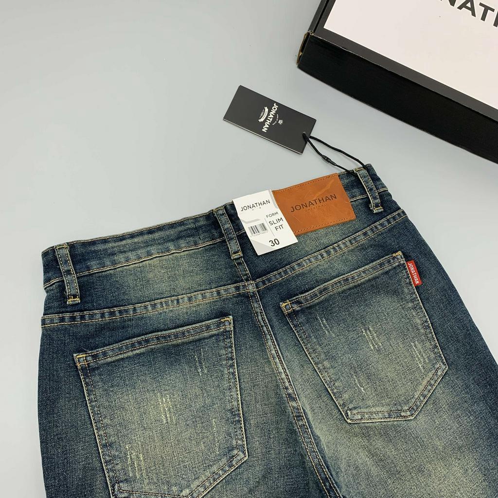 Quần jean nam xanh mài rách có lót JONATHAN QJ064 vải denim cao cấp co dãn nhẹ 4 chiều, form dáng chuẩn đẹp, hottrend