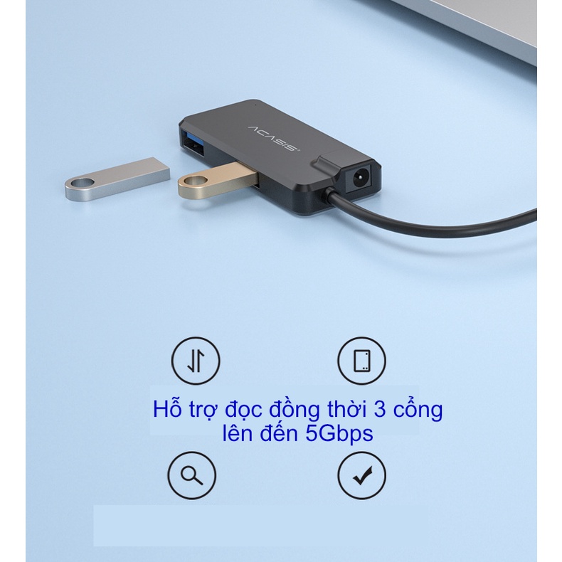 Hub USB gắn ổ cứng HDD SSD sata 3.5&quot; 2.5&quot; và 2 cổng USB 3.0 nguồn phụ 12v ACASIS