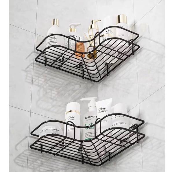 Kệ Góc Nhà Tắm Phun Sơn Tĩnh Điện, Kệ Tam Giác Nhà Bếp Dán Tường Siêu Dính (Tặng Kèm Miếng Dán)