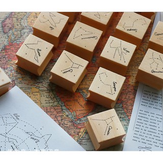 HỘP DẤU GỖ 12 CUNG HOÀNG ĐẠO – HOROSCOPE WOOD STAMP 3CM X 3CM X 2CM