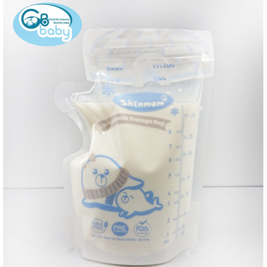 (Tách hộp) 10 túi trữ sữa mẹ 250ml SHINMOM S50V (Công nghệ Nhật)