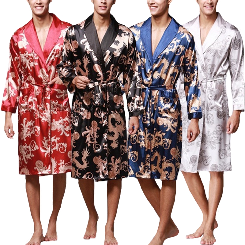 Đồ ngủ lụa INCERUN in họa tiết thời trang cho nam