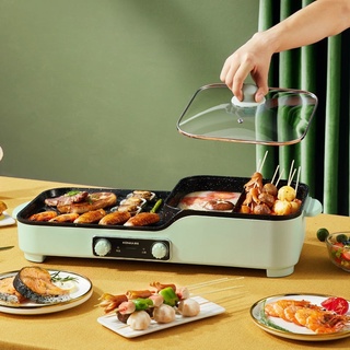 Lẩu nướng lẩu 1 nồi đình đám gia dụng với đĩa điện đa chức năng thịt không khói trong nhà