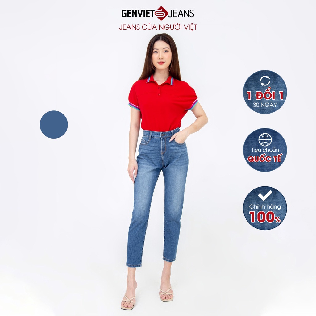 Quần Jeans Nữ Trơn Dáng Ôm Nhẹ Chất Bò Mềm Cao Cấp Basic GENVIET TQ107J2010
