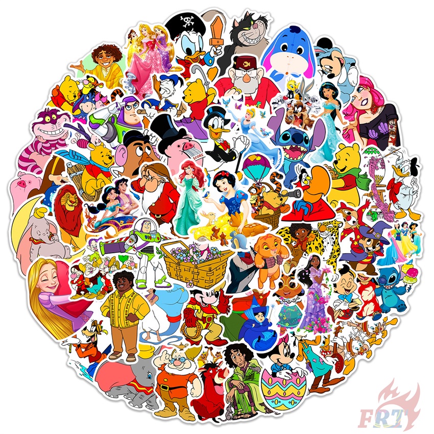 Bộ 100 Cái ❉ Miếng Dán Hình Nhân Vật Hoạt Hình Disney Xinh Xắn ❉ Sticker Dán Tường Chống Thấm Nước Họa Tiết Doodle Hợp Thời Trang