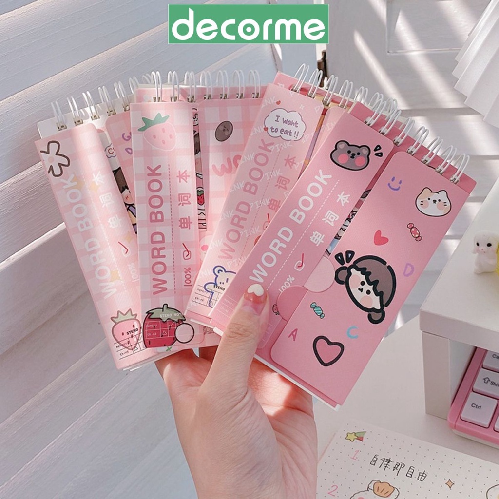 Decorme Sổ khoen tròn flashcard màu trơn học từ vựng nhiều màu phụ kiện văn phòng phẩm SMN