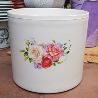 Chậu nhựa hình trụ giả sứ họa tiết Size 2