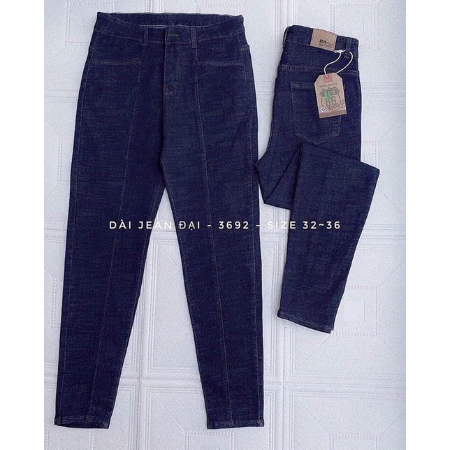 [Bigsize 32-36]Quần Dài Jean Xanh Đậm/Nhạt Chíp Thân Trơn. Jean Co Giãn Lưng Cao Trên Rốn