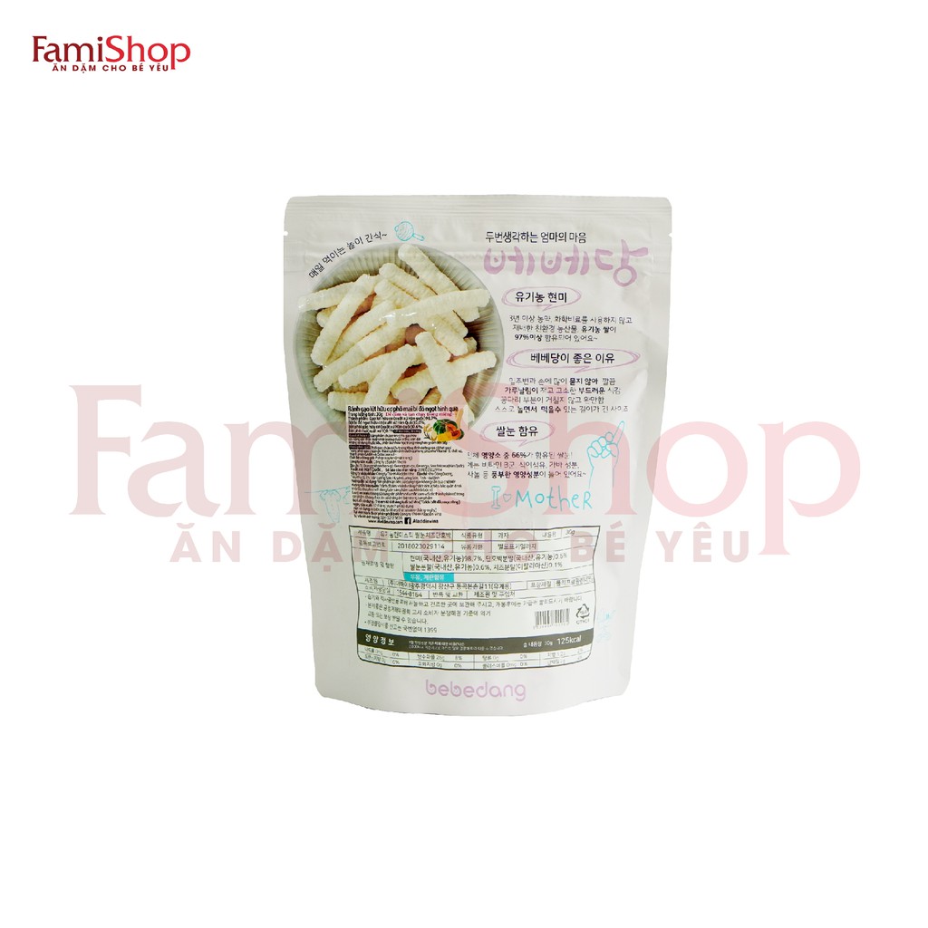 FamiShop Bánh gạo lứt hữu cơ phô mai  hình que Bebedang bí đỏ