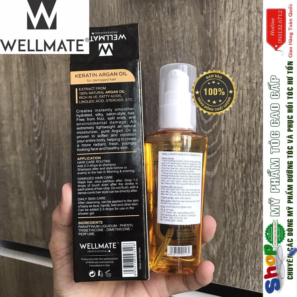 ✅ Hàng_Chính_Hãng_100%✅Tinh Dầu Dưỡng Tóc phục hồi WELLMATE KERATINARGAN OIL 60ML