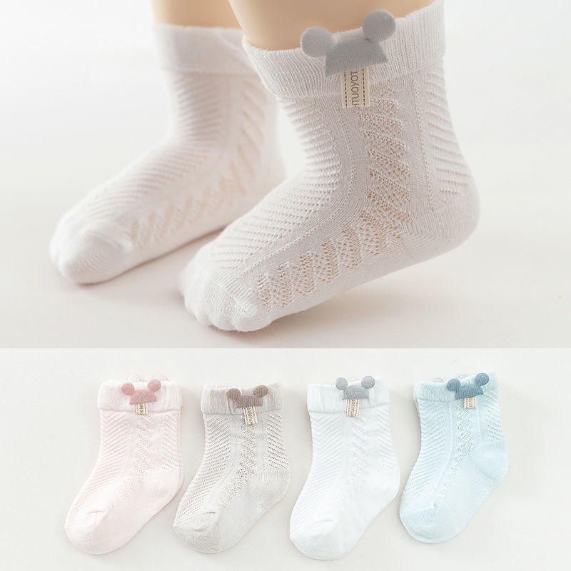 Đôi vớ Cotton phối lưới thoáng khí thời trang xuân thu cho bé