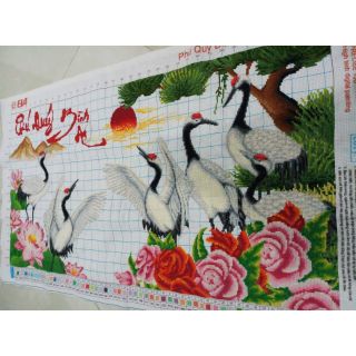 Tranh thêu thành phẩm phú quý bình an