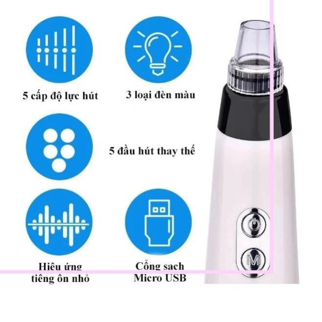 Máy Hút Mụn Đầu Đen Mini 5 Cấp Độ Lực Hút Và 3 Chế Độ Ánh Sáng Đèn Làm Đẹp Kèm Máy Rửa Mặt Và Massage Cho Da Nhạy Cảm | BigBuy360 - bigbuy360.vn