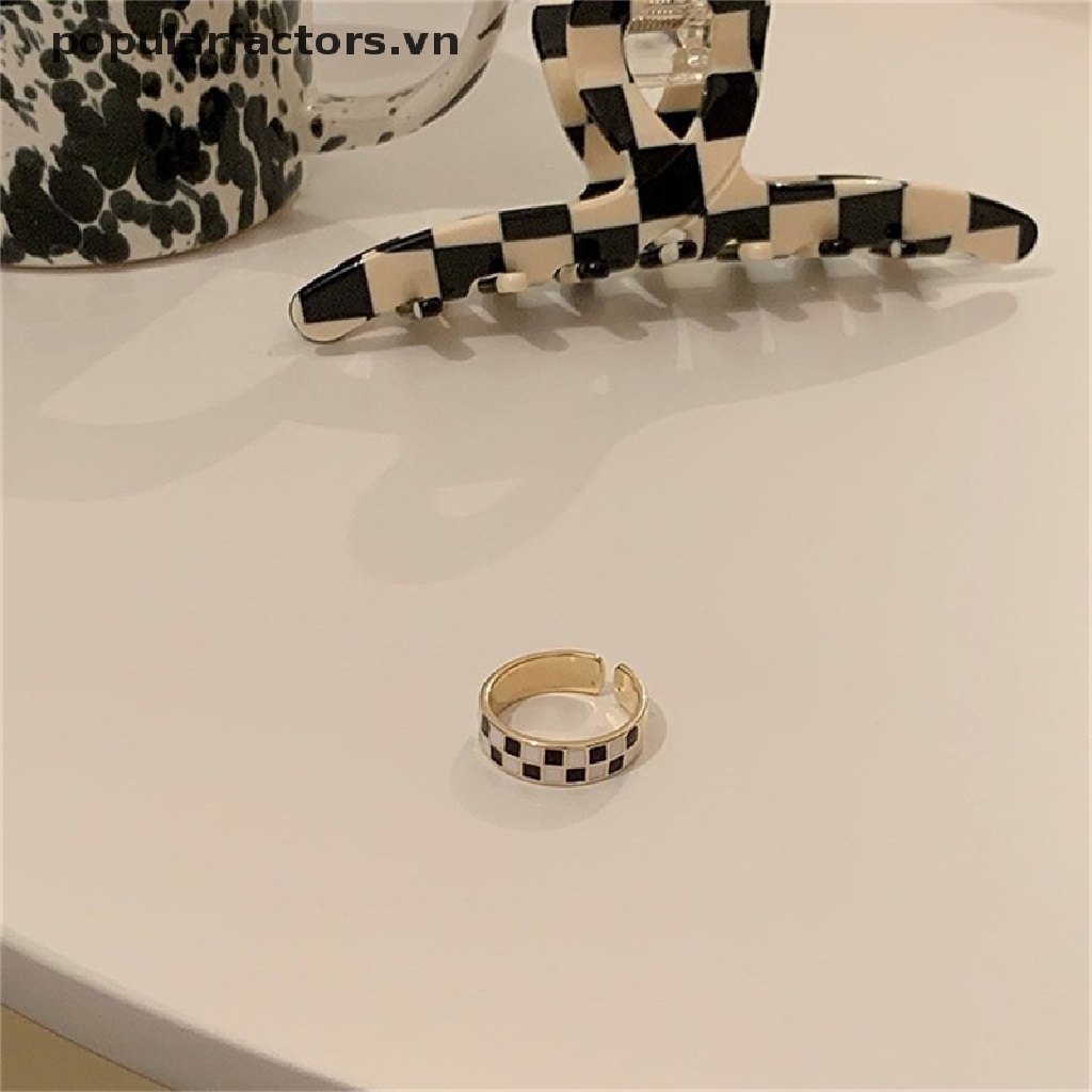Nhẫn Hở Họa Tiết Caro Phong Cách Hip Hop Thời Trang Cho Nữ