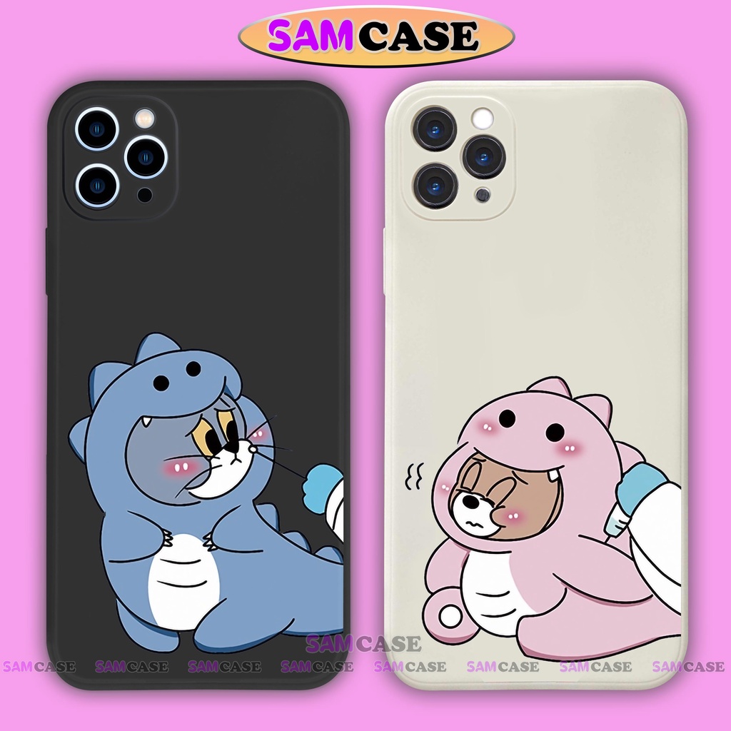 Ốp lưng iPhone cặp đôi hoạt hình Tom Jerry dễ thương đẹp cạnh viền vuông ip 6/6s/7/8/X/XS/XR/11/12/13/14 Pro Plus Max