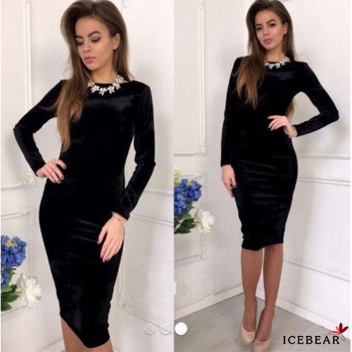 Đầm dạ tiệc chất liệu nhung dài tay dáng ôm quyến rũ gợi cảm