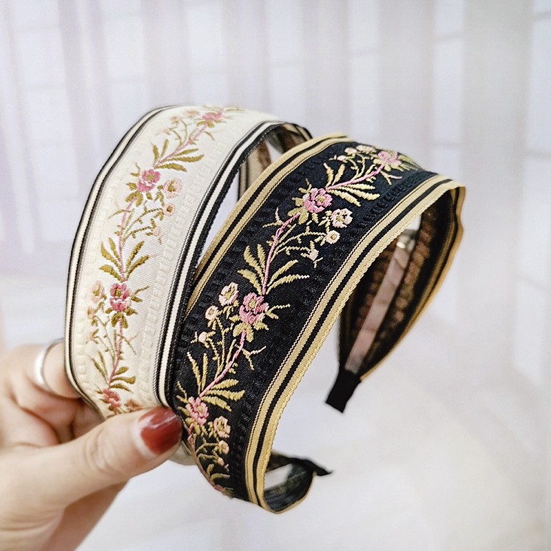 Băng đô cài tóc thiết kế kiểu thêu hoa xinh xắn dành cho nữ