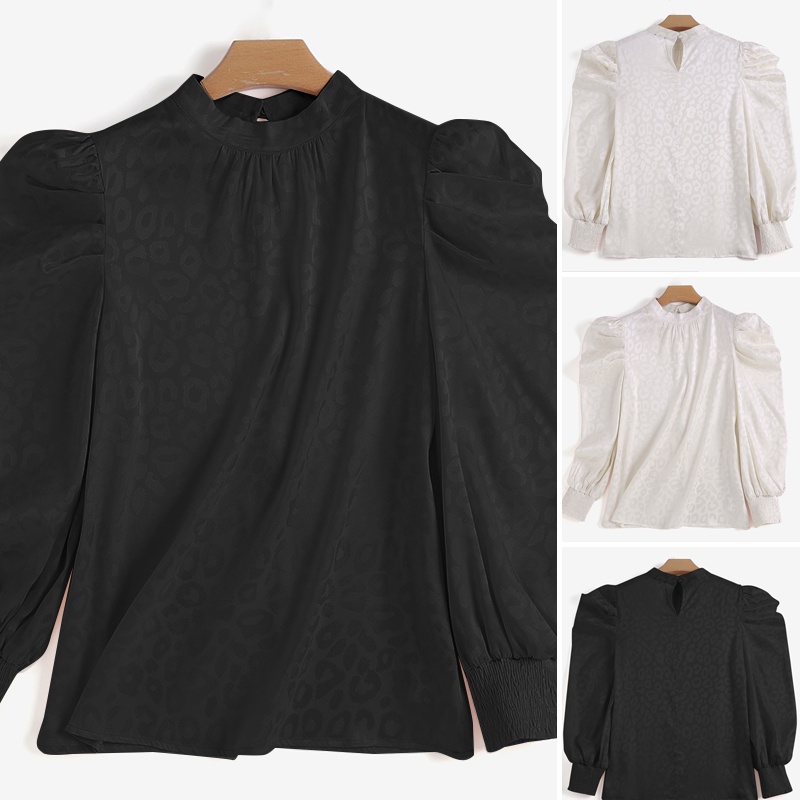 Áo kiểu Zanzea tay dài phồng cổ đứng phong cách Châu Âu cho nữ