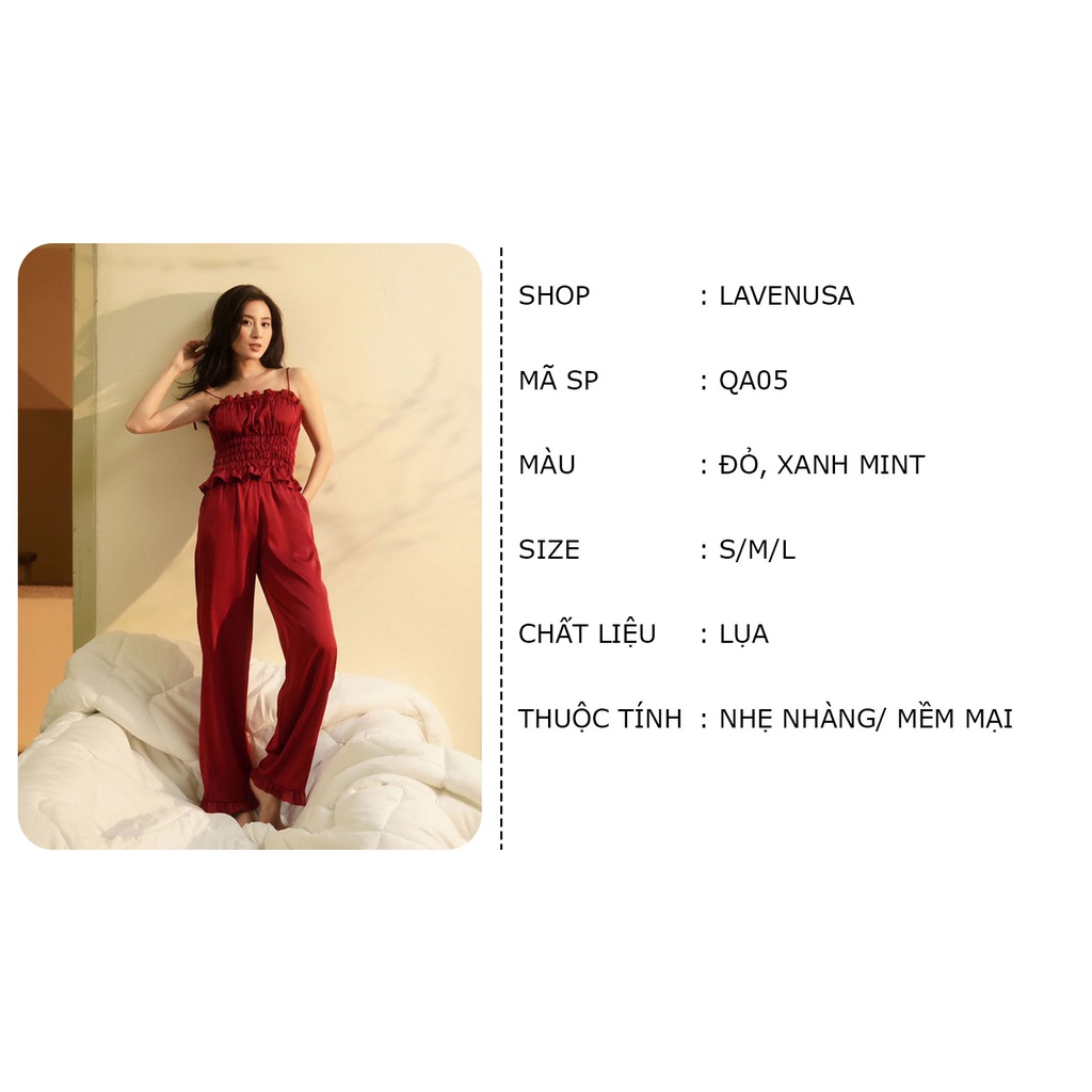 Bộ mặc nhà nữ mùa hè lụa cao cấp mềm mại nữ tính Mialala LAVENUSA QA05