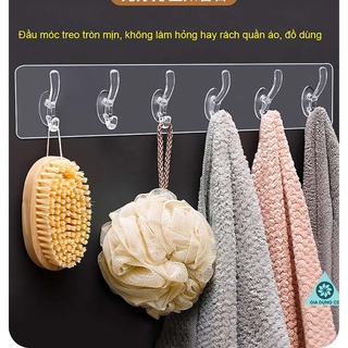 Thanh Treo Đồ Dán Tường 6 Móc Liền Mạch Trong Suốt Siêu Chắc (MÓC 6)