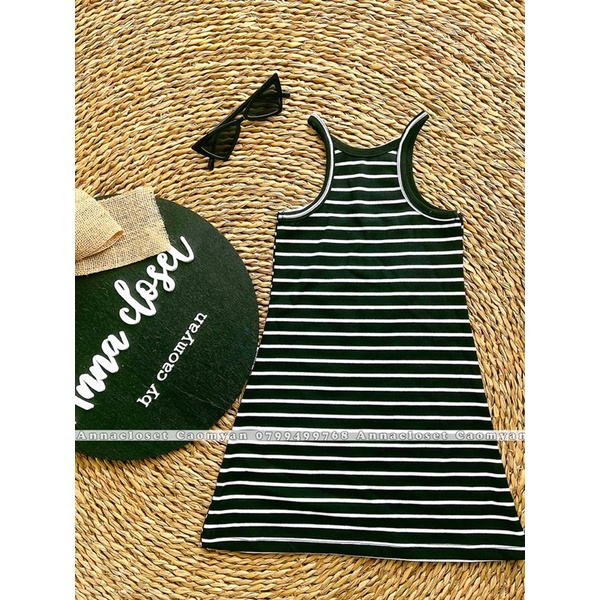 Đầm ba lỗ sọc dài cho bé gái