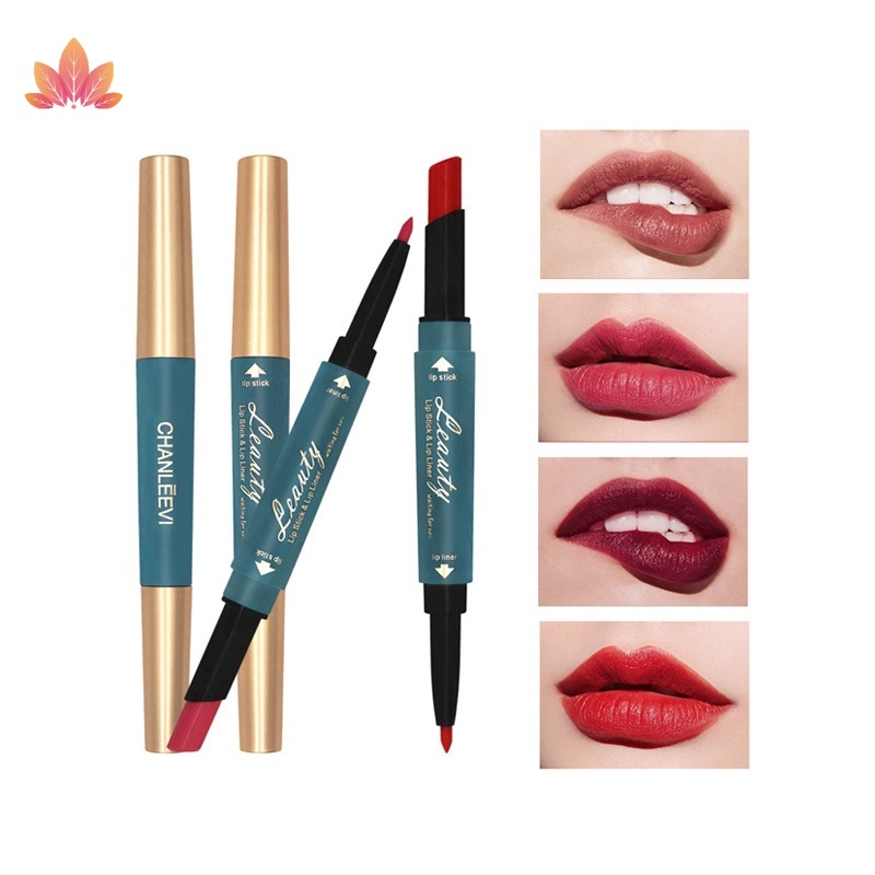 Son Môi Kiêm Bút Kẻ Viền Môi Thiết Kế Hai Đầu Chống Dính Cốc Chống Thấm Mồ Hôi JP5