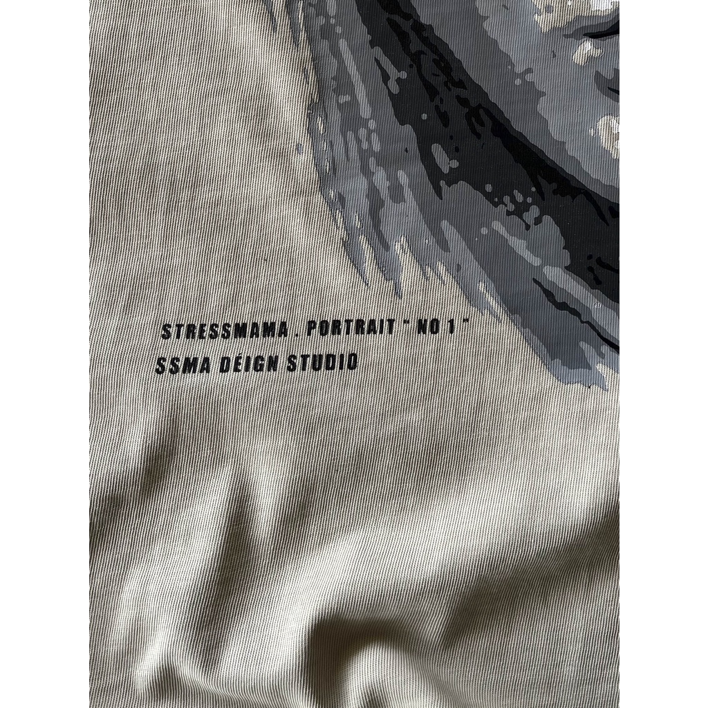 Stressmama Áo Thun Portrait No.1 T-shirt Beige Chất Liệu 100% Cotton vải dày 250GSM in lụa thủ công Local Brand