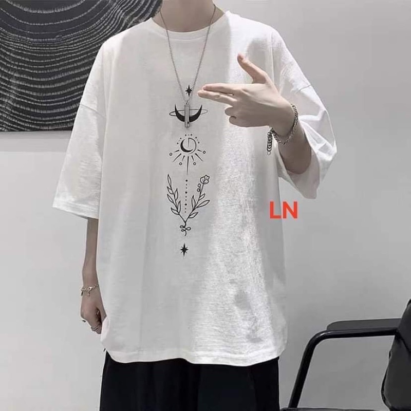 Áo phông cành lá trăng ngược TH6